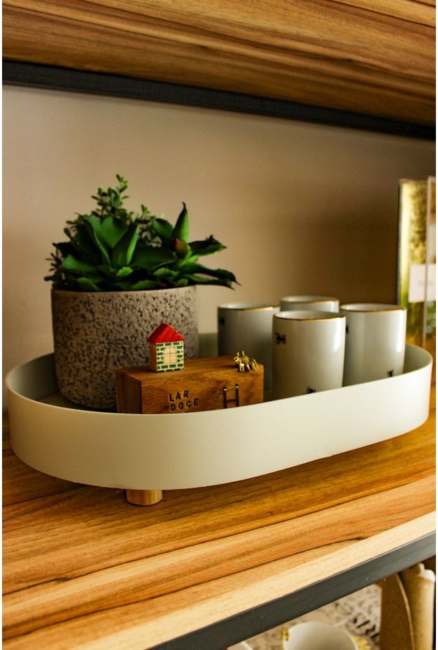 Bandeja Luxo em Metal Branco -3-